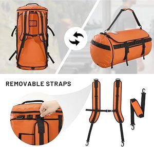 Sac de sport en nylon orange 50-70L avec bretelles, sac à dos de voyage - Product Image 2
