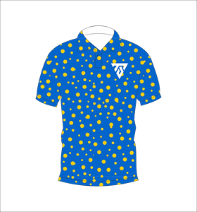 เสื้อโปโลผู้ชายลายจุดสีน้ำเงินเหลืองแขนสั้นลำลองระบายอากาศได้ดีคอปกพับได้สวมใส่ในฤดูร้อน - Product Image 1