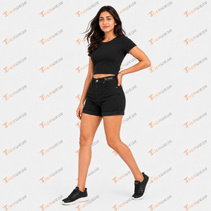 Shorts de Mezclilla Rasgados para Mujer, Fabricante, Venta al Por Mayor, Shorts de Cintura Alta, Casuales, de Verano, a la Moda, de Algodón Elástico - Product Image 3