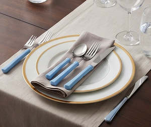 Juego de cubiertos moderno de acero inoxidable con mango azul, apto para lavavajillas, juego de 3 piezas de tenedor, cuchara y cuchillo para vajilla y utensilios de cocina. - Product Image 1