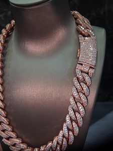 Precio de fábrica Cadena cubana personalizada con incrustaciones de moissanita, Joyería Hip Hop al por mayor para hombre y mujer, Chapado en oro rosa de lujo - Product Image 4