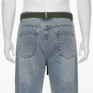 Jeans de Mezclilla Lavada para Hombre, Corte Recto, Cintura Alta, Ajuste Regular, Color Sólido, Estilo Casual de Algodón para Otoño - Product Image 5