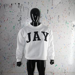 Sudadera JAY WHITE con Cuello Alto, 100% Negra, Apliques Bordados, Cuello Ancho, Hilos Finos - Product Image 6