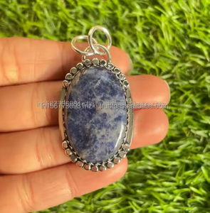 Colgante de Plata de Ley 925 sólida, piedra preciosa de sodalita, joyería de piedras preciosas de plata hecha a mano, colgante de plata de sodalita para collares y mujeres - Product Image 3