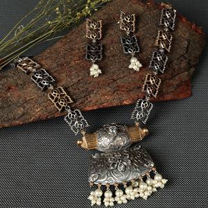 Parure de bijoux bohèmes bicolores pour mariée, collier pendentif géométrique et boucles d'oreilles, cadeau de mariage, anniversaire, fiançailles, en laiton - Product Image 3