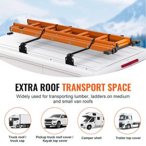 Portascala da Tetto per Auto in Acciaio Resistente, 60 Pollici, 2 Barre Trasversali, Capacità 500 Libbre, Portascala da Tetto per Furgone - Product Image 2