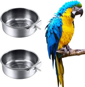 Hot Selling Portable Hanging Stainless Steel Bird Food and Water Bowl with Clamp Holder for Large Cage Home Balcony Waterproof - Product Image 1