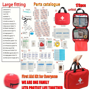 Mini botiquín de primeros auxilios, kit médico de carcasa dura de 173 piezas para acampar, <span class=keywords><strong>barco</strong></span>, senderismo, suministros de primeros auxilios de emergencia y kit de supervivencia - Product Image 2