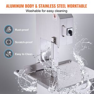 Segaossa Verticale Elettrica Commerciale 2200W in Acciaio Inossidabile con Banco di Lavoro da 62 cm per Macellazione - Product Image 5