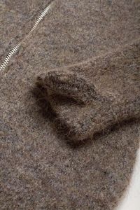Sweat à capuche en mohair pour homme, double fermeture éclair, pull d'hiver épais et moelleux, motif lettre brodé, sweat-shirt d'automne en mohair - Product Image 3