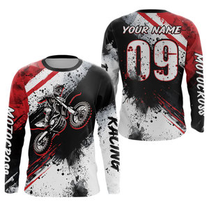 Maillot de motocross Treme à manches longues, impression par sublimation, rouge, noir, blanc, chemise de course à séchage rapide pour hommes, adulte, toutes saisons - Product Image 5