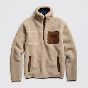 Veste en polaire sherpa pour homme, tricotée, unie, zippée, col montant, softshell, avec poche poitrine, pour la randonnée en extérieur - Product Image 4