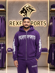 เสื้อฮู้ดซิปแบบเต็มตัว REXFITSPORTS 2026 รุ่นสั่งทำพิเศษ สีม่วง สำหรับทุกเพศ ผลิตจากผ้าฝ้ายผสมโพลีเอสเตอร์ ผ้าฟลีซ สไตล์สตรีทแวร์ เหมาะสำหรับออกกำลังกายและสวมใส่ลำลอง - Product Image 5