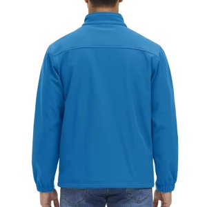 Veste softshell bleue pour homme, col montant, fermeture éclair, poche avant, coupe régulière, coupe-vent, vêtements d'extérieur pour l'automne - Product Image 2