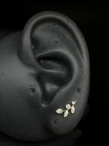 Refined 14K <b>Gold</b> Lab Grown Diamond Vine Leaf <b>Earring</b> With Elegant <b>Cartilage</b> Climber Design - Product Image 3