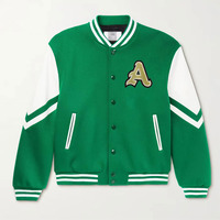 Veste de baseball personnalisée en toile brodée avec manches en cuir pour hommes et femmes