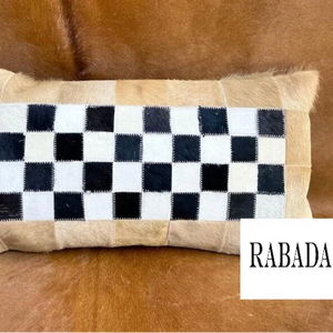 คอลเลกชั่นหมอนหนังวัวทำมือสีน้ำตาลขาวดำดีไซน์แบบเย็บปะติดปะต่อกันจัดส่งฟรี - Product Image 6