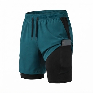 Pantalones Cortos Deportivos 2 en 1 Personalizados al por Mayor para Hombre, con Bolsillo para Teléfono, de Secado Rápido, para Gimnasio y Running - Product Image 4