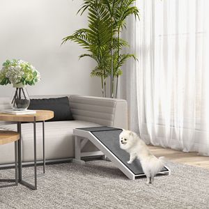 Rampa Leggera per Cani per Letto 49 X 16 X 14 Bianca con Superficie Antiscivolo in Moquette, Piattaforma con Copertura Rimovibile, Accessorio per l'Accesso degli Animali Domestici per la Casa - Product Image 2