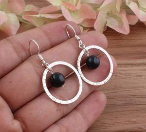 Pendientes de Ónice Negro Natural de Lujo, Plata de Ley 925, Joyería Vintage Hecha a Mano para Regalo de Boda, Aniversario o Fiesta - Product Image 1