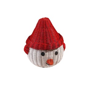 Cesta Rústica Tejida de Muñeco de Nieve, Decoración Navideña de Ratán Natural, Colgantes de Almacenamiento Ecológicos Hechos a Mano DIY - Product Image 1