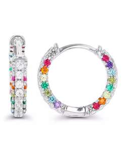 Orecchini a cerchio multicolore in argento Sterling | Macy's - Product Image 1