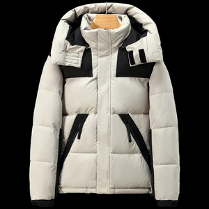 Chaqueta de lona acolchada para hombre, gruesa y cálida para invierno, con bloques de color, cuello alto, reversible, informal, cortavientos - Product Image 1