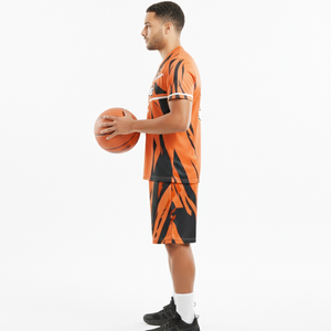 Tenue de sport unisexe personnalisée avec nom d'équipe, qualité supérieure, pour football et basketball, séchage rapide, respirante, orange et noir - Product Image 2
