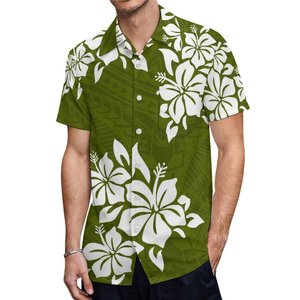 <b>Men's</b> Green Geometric Print Hawaiian <b>Dress</b> <b>Shirt</b> Short Sleeve Satin Breathable Eco-Friendly Summer Loose Fit Turn-down Collar - Product Image 5