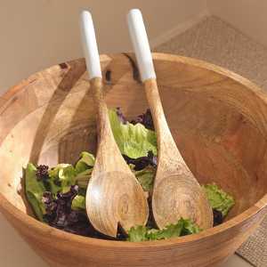 Salad Mixing Dinner Fork and Spoon Set Long Handle Salad Servers Set Acacia Wood <b>Serving</b> Spoons Set Cooking Spoon - Product Image 1