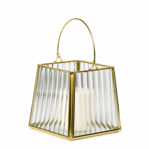 Unique Black Metal Glass <b>Lantern</b> for Home Decor Minimalist Ribbed Glass Candle Holder Indoor Outdoor Decorative <b>Lamp</b> - Product Image 6