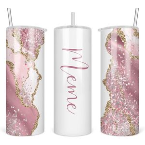 Gobelet isotherme en acier inoxydable 20 oz « Grandma Meme » blanc – Idée cadeau Fête des Mères pour maman - Product Image 1