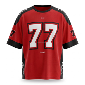 Camiseta de Fútbol Casual para Hombre 2025, Transpirable, de Malla Tejida, con Estampado de Números a Rayas, de Manga Larga y Estilo Oversize - Product Image 3
