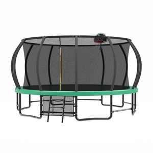 Parc de trampoline récréatif de 15 pieds avec sac à chaussures d'échelle de panier de basket et revêtement antirouille galvanisé autres accessoires - Product Image 4