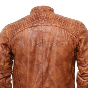 Leather Men's Motorcycle Jacket High Street Style Windproof Genuine Leather Winter Jacket For Sale In Wholesale Price - Product Image 5