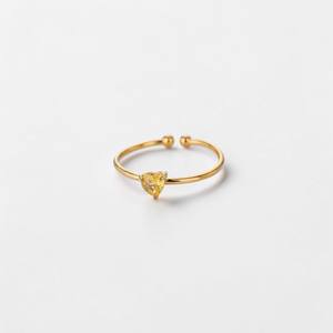 Anillo Abierto Ajustable de Latón Chapado en Oro con Cuarzo Citrino Creado en Laboratorio, Joyería Minimalista Apilable de Moda para Mujer - Product Image 1