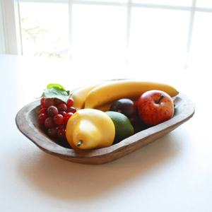 Tazón decorativo de madera de mango natural para servir frutas, dulces y bocadillos. Diseño único con acabado oscuro pulido. - Product Image 5