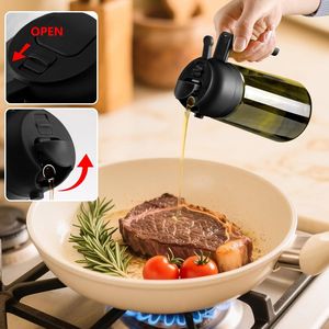 Lot de 2 verseurs d'huile en verre anti-lumière de 470 ml (16 oz) – Distributeur d'huile d'olive et outils de cuisson pour friteuse à air chaud et salades, pour la cuisine - Product Image 3