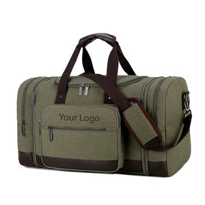 Cheap Price Unisex <b>Canvas</b> Duffel <b>Bag</b> 30-40L Zipper Closure Adjustable Strap Soft Handle Large Capacity Casual Gym Travel <b>Bag</b> - Product Image 1