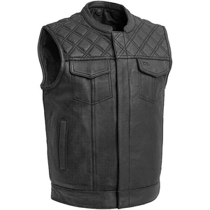 Gilet en cuir pour homme, style motard, avec poches zippées, vêtement d'extérieur décontracté streetwear sans manches - Product Image 6