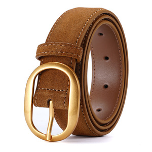 Ceinture formelle vintage en cuir suédé pour homme avec boucle ardillon en alliage, motif uni, réglable, durable, en cuir de vachette - Product Image 4