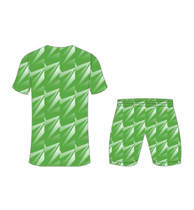 Custom sublimated soccer uniform set for men with light green and white zig zag pattern print jersey and matching <b>shorts</b> - Product Image 3