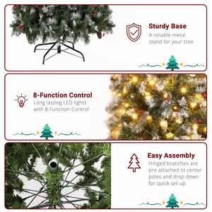 9ft Green Pencil Christmas <b>Tree</b> with 460 Warm White <b>Lights</b> Festive Christmas Decorations - Product Image 4