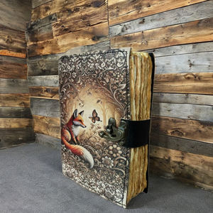 Cuaderno/Diario Rectangular de Cuero Hecho a Mano, Diseño Ecológico Árbol de la Vida, Encuadernado en Papel, con Borde Rústico, Promocional - Product Image 1