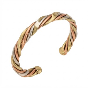 Pulsera de Terapia Magnética de Cobre Puro para Aliviar el Dolor de Artritis, Brazalete de Alambre de Latón Trenzado Hecho a Mano, Estilo Tibetano Unisex - Product Image 3