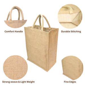 LMC Global personalizado duradero respetuoso con el medio ambiente OEM venta al por mayor bolsa de almuerzo de yute reutilizable cierre de cremallera para oficina/escuela/picnic/playa - Product Image 3