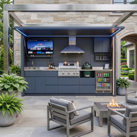 Structure de cuisine extérieure sur mesure avec barbecue et abri de rangement en acier inoxydable 304 de haute qualité pour cour