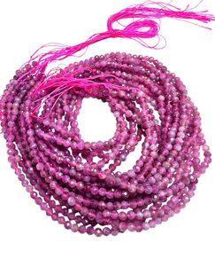 Cuentas Redondas Facetadas de Turmalina Rosa de 3.5mm con Certificado de Terceros, Listas para Enviar, para la Elaboración de Collares - Product Image 1