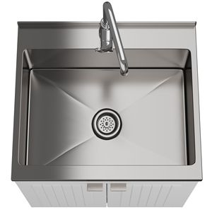 Mobile Lavanderia Murphy Bianco da 24 Pollici con Rubinetto e Lavello in Acciaio Inossidabile - Product Image 2