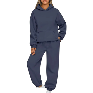 Women's Tracksuit Oversized Set Custom Logo <b>Leopard</b> <b>Print</b> <b>Hoodie</b> Joggers Contrast Line Casual Plain Sweat Suit 2026 - Product Image 1